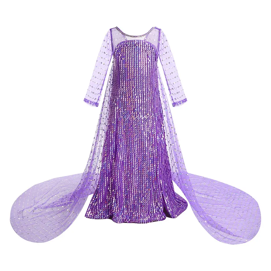 Princess Aisha Sequin Trailing Dress Purple - Image 2