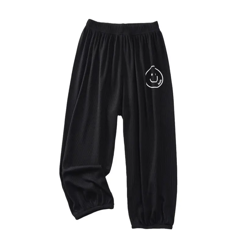 Pink Smiley Printed Casual Pants for Girls Boys