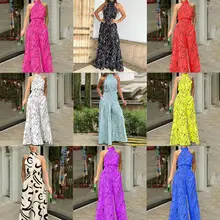 Color-Blocking Printed Vest High-Waisted Slit Long Skirt Set — feature 11
