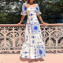 Color-Blocking Printed Vest High-Waisted Slit Long Skirt Set — feature 31