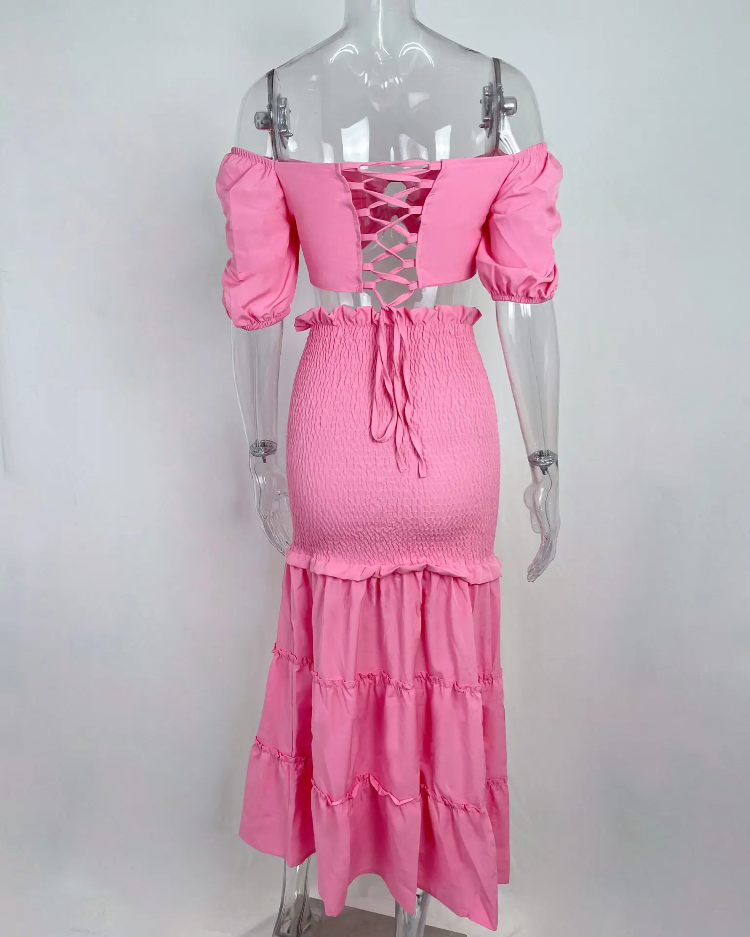 Color-Blocking Printed Vest High-Waisted Slit Long Skirt Set — feature 50