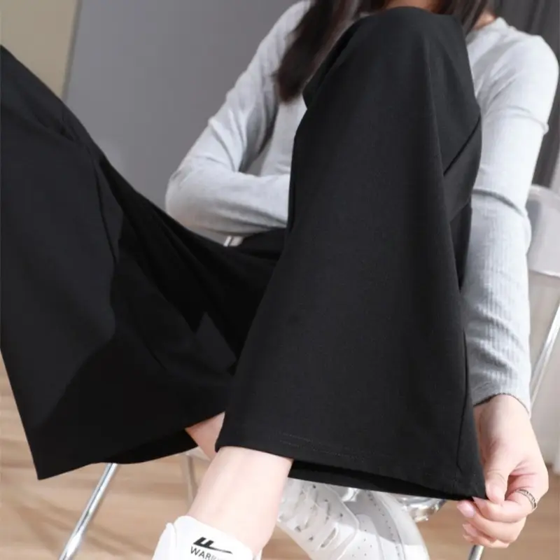 Black High Waist Elastic Pants Large Women Spring Summer - Image 2