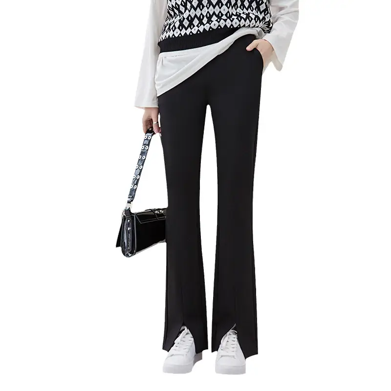 Black High Waist Elastic Pants Large Women Spring Summer - Image 5