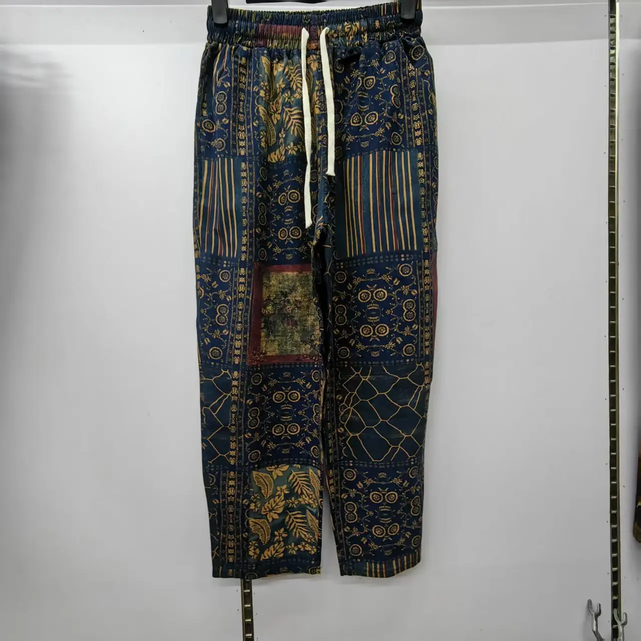 Women Printed Harem Pants Drawstring Waist Black Beige - Image 26