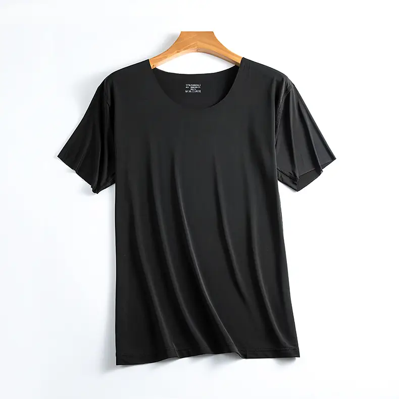 Men's Gray Ice Silk Pajamas Set Slim Fit Shorts - Image 2