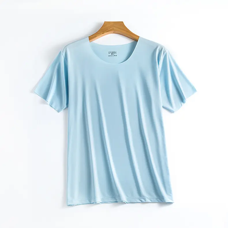Men's Gray Ice Silk Pajamas Set Slim Fit Shorts - Image 5