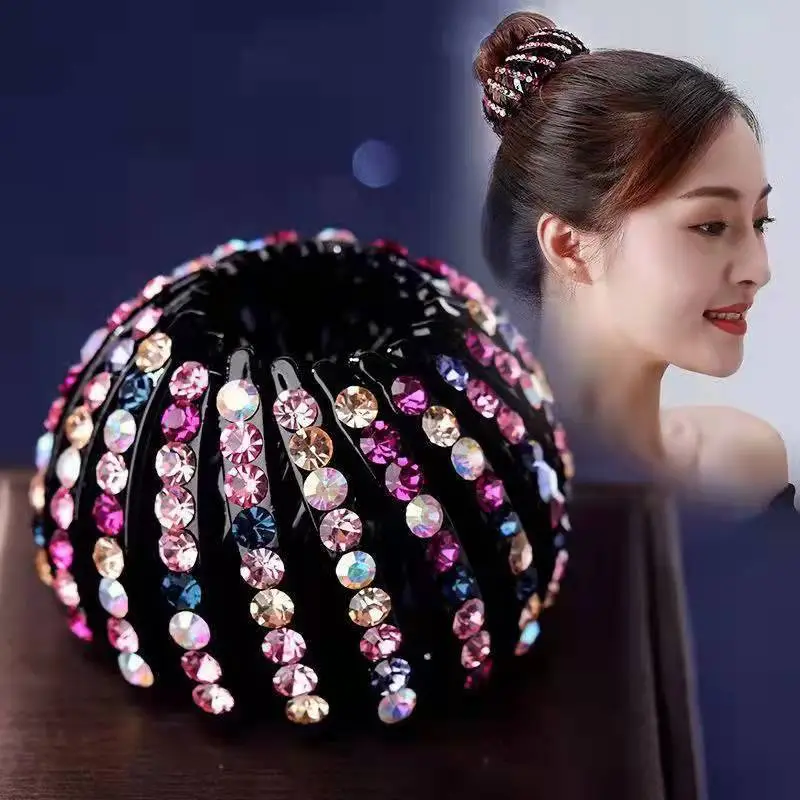New Lazy Man Marubeni Head Bird's Nest Hair Artifact Hairpin Back Head Rhinestone Ponytail Buckle Large Grab Clip Headwear for Women - Image 9