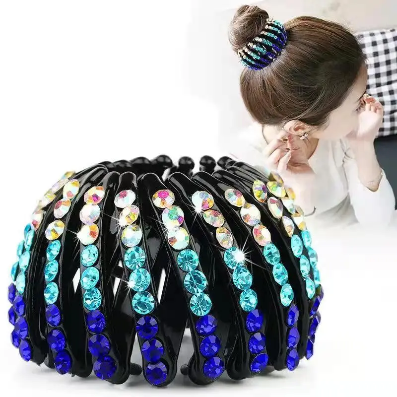 New Lazy Man Marubeni Head Bird's Nest Hair Artifact Hairpin Back Head Rhinestone Ponytail Buckle Large Grab Clip Headwear for Women - Image 5