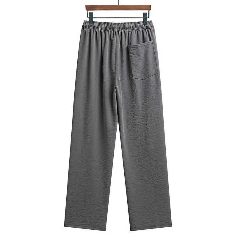 Men's Grey Loose Straight Summer Pants - Image 3