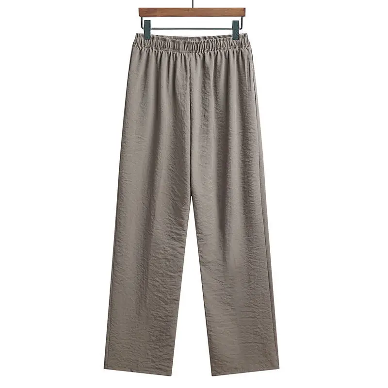 Men's Grey Loose Straight Summer Pants - Image 4