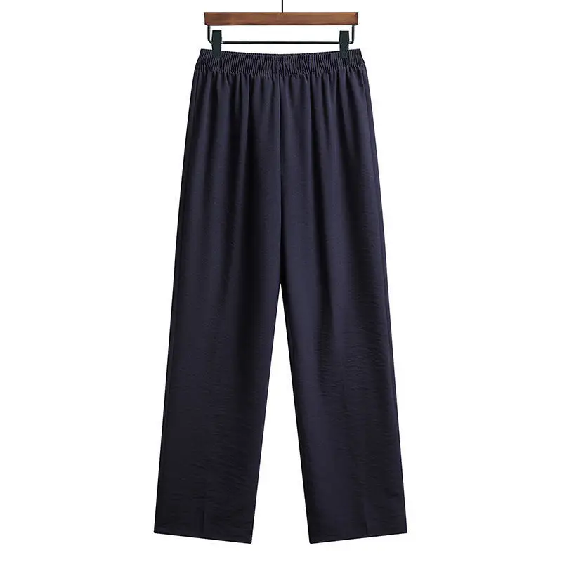 Men's Grey Loose Straight Summer Pants - Image 5