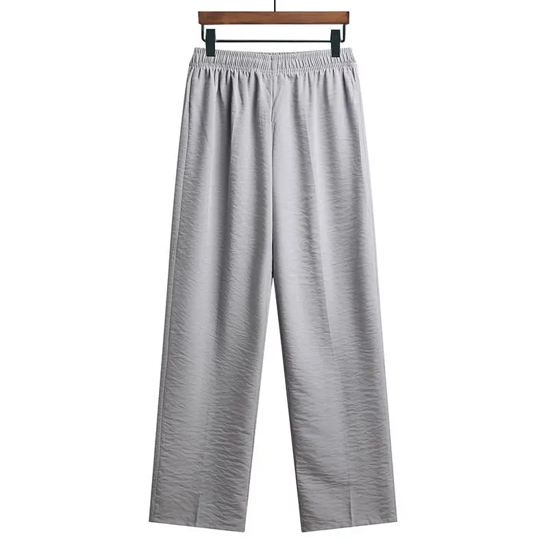 Men's Grey Loose Straight Summer Pants - Image 6
