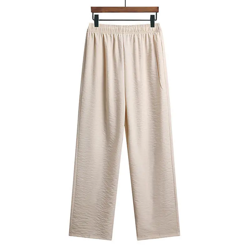 Men's Grey Loose Straight Summer Pants - Image 7