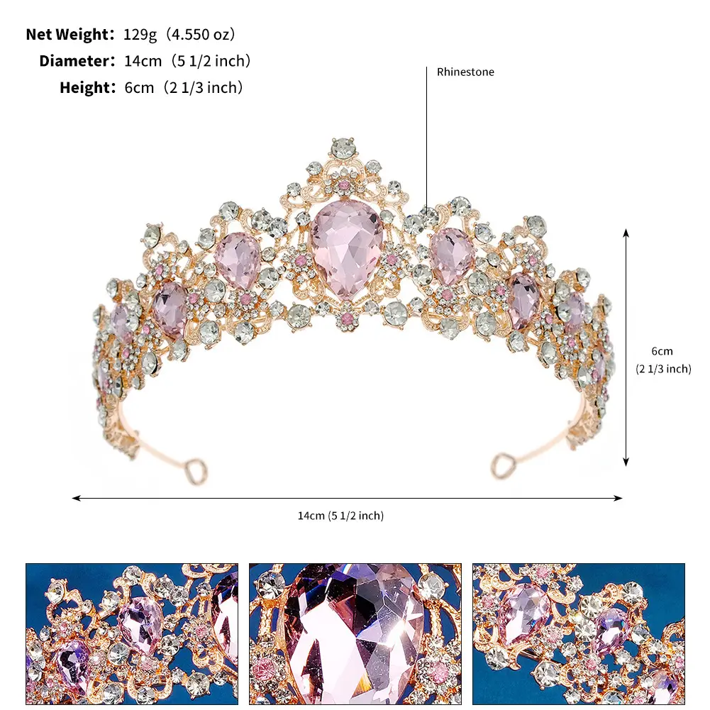 Vintage Rhinestone Crown for Bridal & Princess Wear