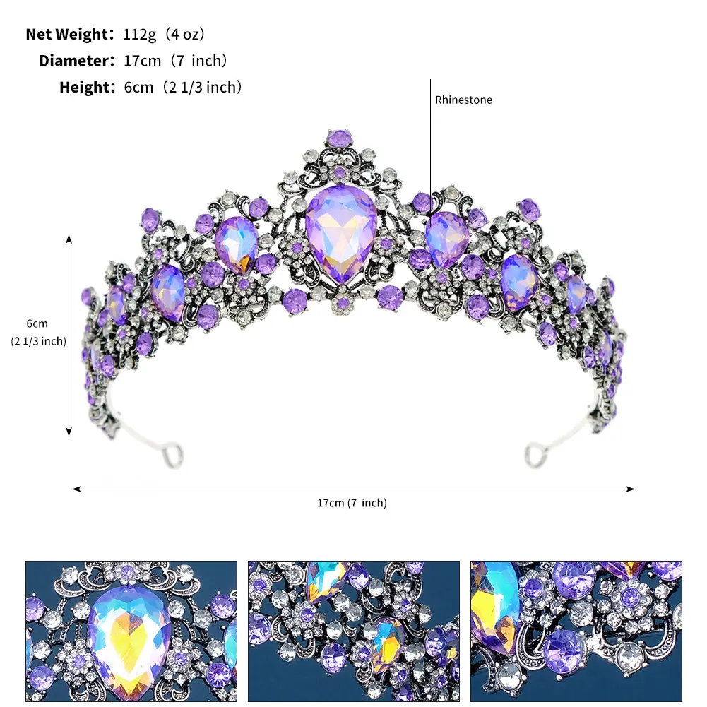 Vintage Rhinestone Crown for Bridal & Princess Wear