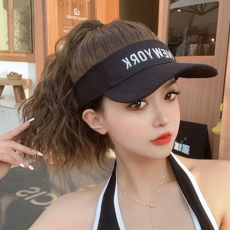Women Sun Hat with Ponytail Wig & Baseball Cap Combo - Image 2