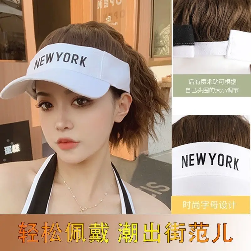Women Sun Hat with Ponytail Wig & Baseball Cap Combo - Image 3