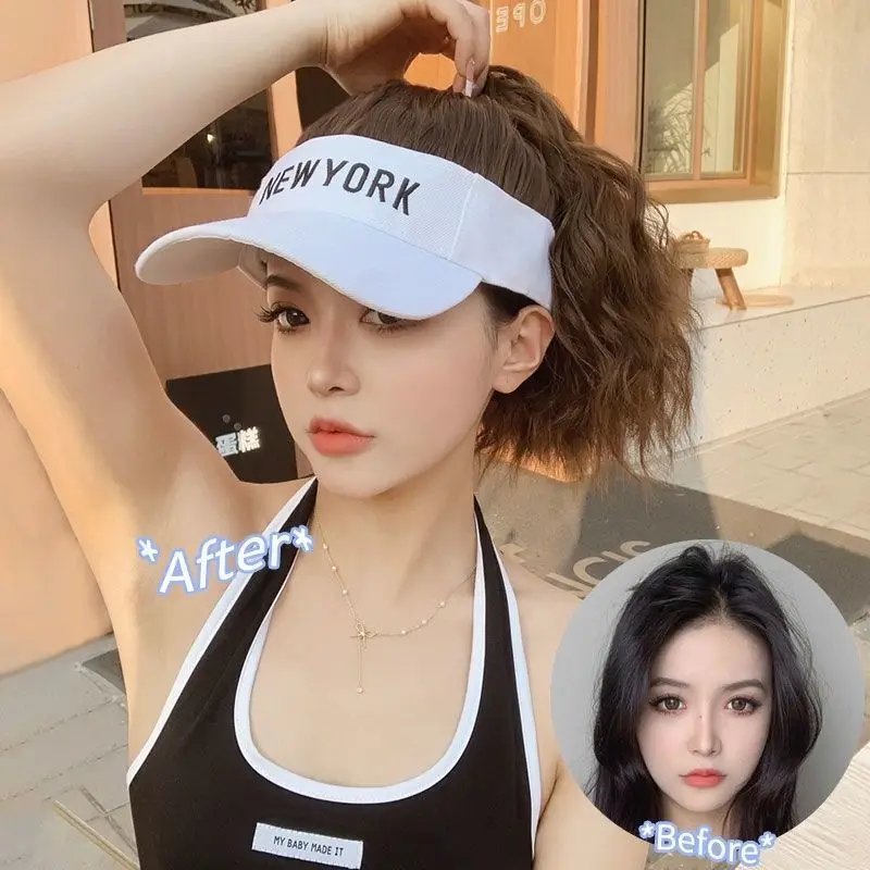 Women Sun Hat with Ponytail Wig & Baseball Cap Combo - Image 4