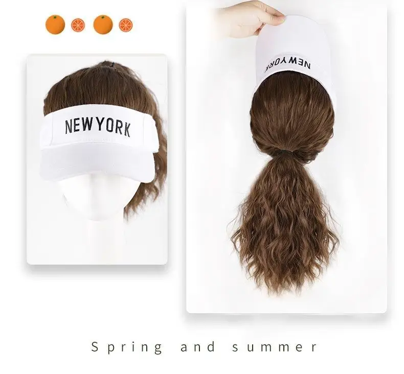 Women Sun Hat with Ponytail Wig & Baseball Cap Combo — feature 12
