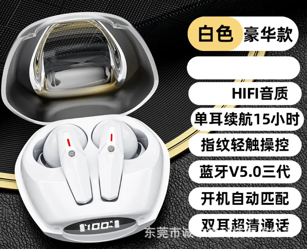 Pink In-Ear Bluetooth Headset with Power Display - Image 2