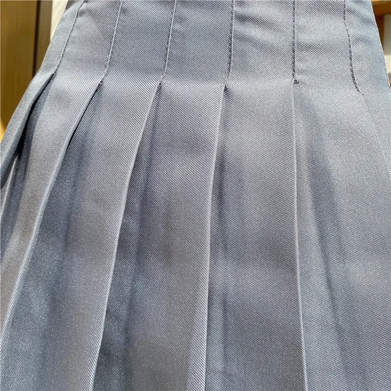 Women Pleated Skirt Grey 2022 Spring Summer High Waist - Image 5