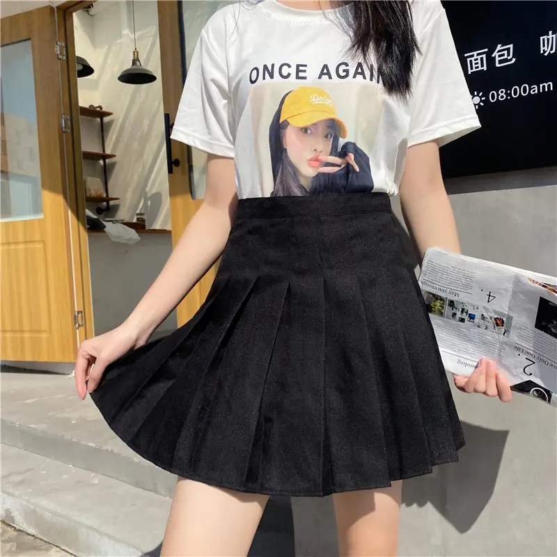 Women Pleated Skirt Grey 2022 Spring Summer High Waist - Image 3
