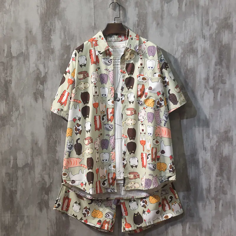 Hawaiian Printed Shirt Shorts Set for Women - Image 48