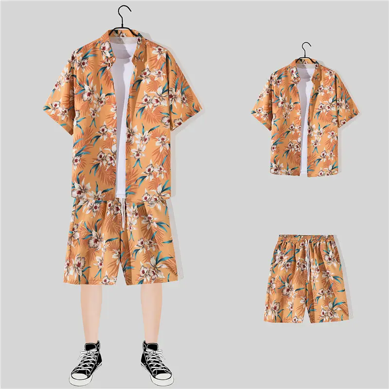 Hawaiian Printed Shirt Shorts Set for Women - Image 25
