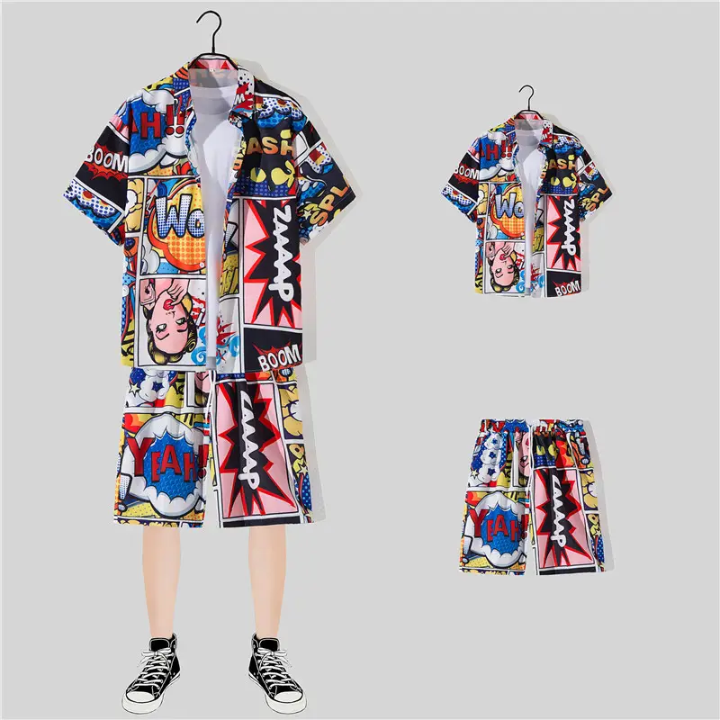 Hawaiian Printed Shirt Shorts Set for Women - Image 26