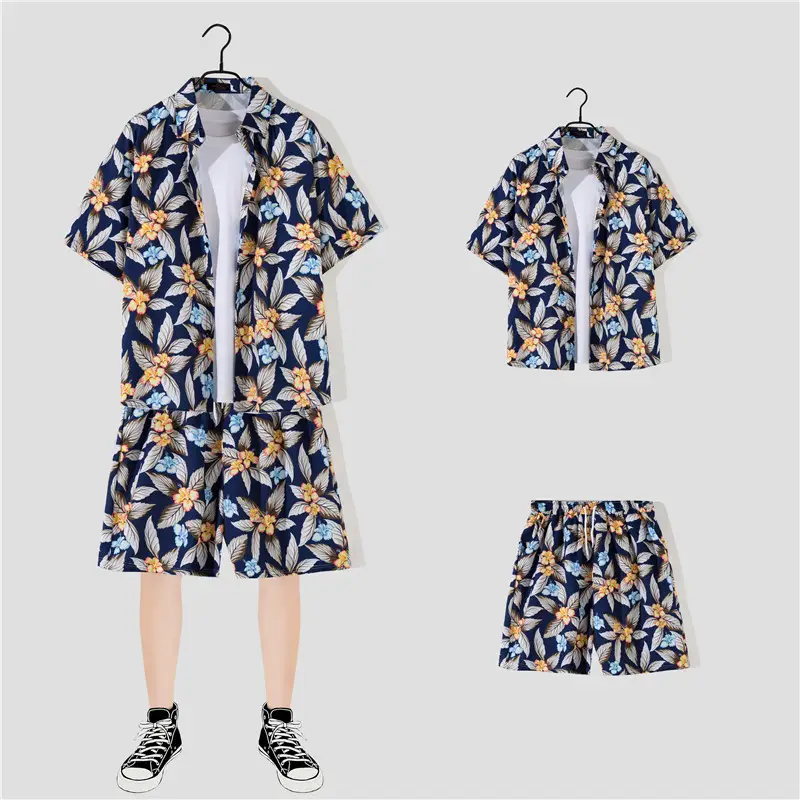 Hawaiian Printed Shirt Shorts Set for Women - Image 29