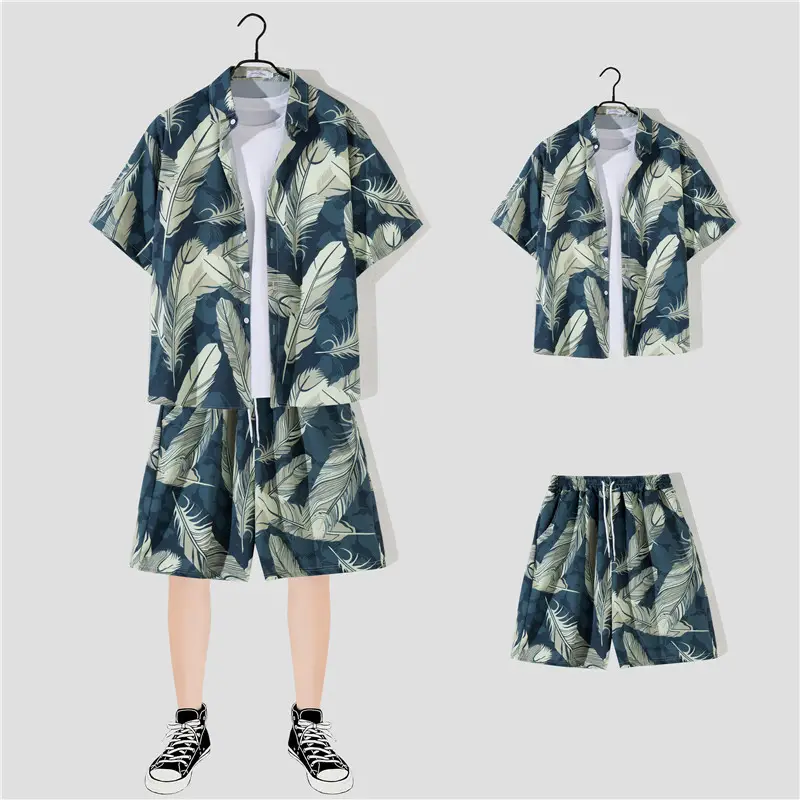 Hawaiian Printed Shirt Shorts Set for Women - Image 40