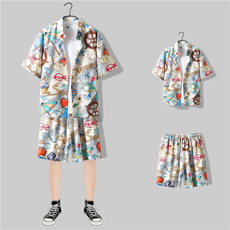 Hawaiian Printed Shirt Shorts Set for Women - Image 5