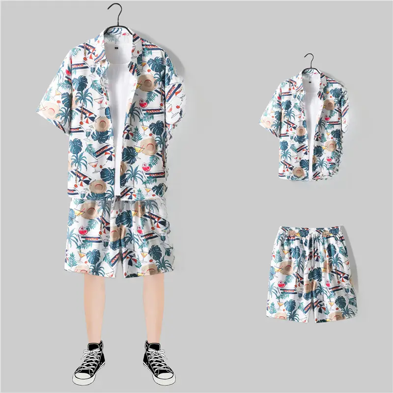 Hawaiian Printed Shirt Shorts Set for Women - Image 10