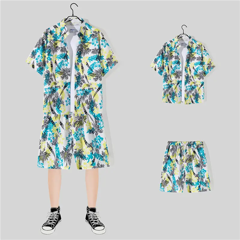 Hawaiian Printed Shirt Shorts Set for Women - Image 18