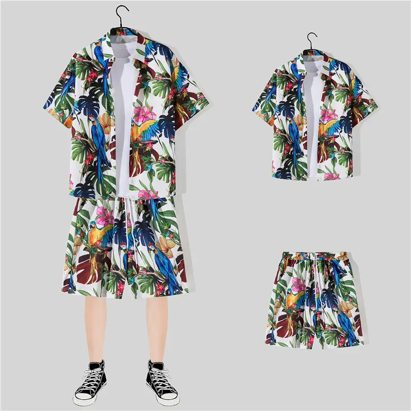 Hawaiian Printed Shirt Shorts Set for Women - Image 21