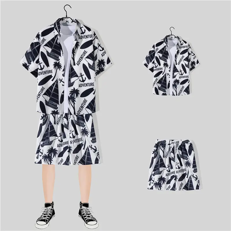 Hawaiian Printed Shirt Shorts Set for Women - Image 23