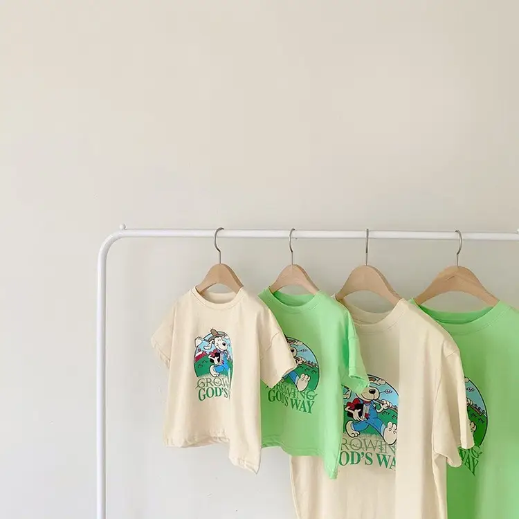 Boys Girls Korean Print Cotton T-Shirts Summer - Image 3