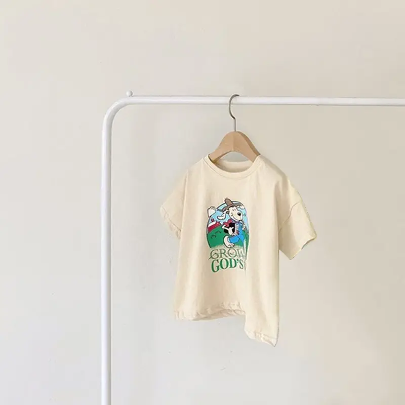 Boys Girls Korean Print Cotton T-Shirts Summer
