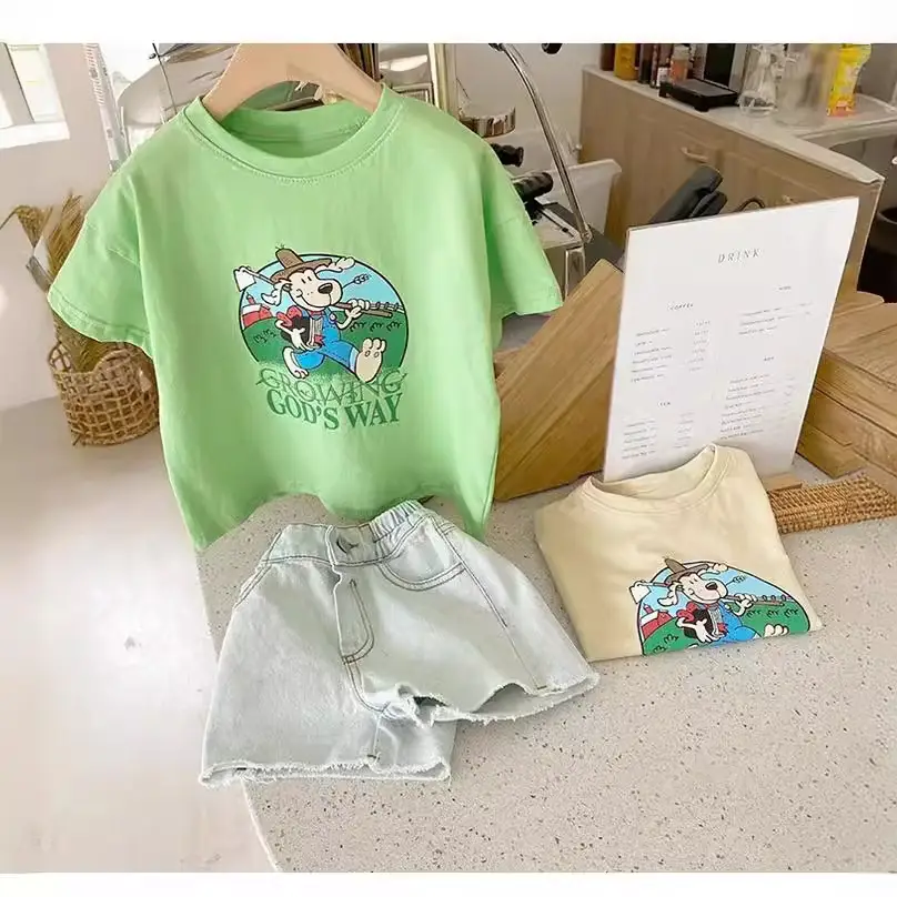 Boys Girls Korean Print Cotton T-Shirts Summer - Image 4