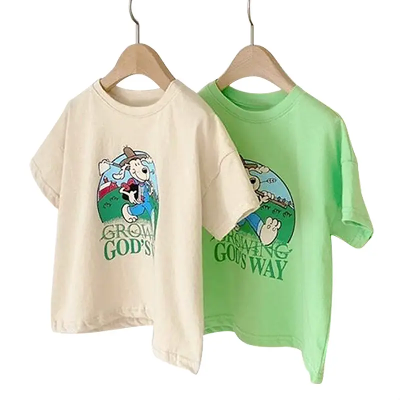 Boys Girls Korean Print Cotton T-Shirts Summer - Image 5