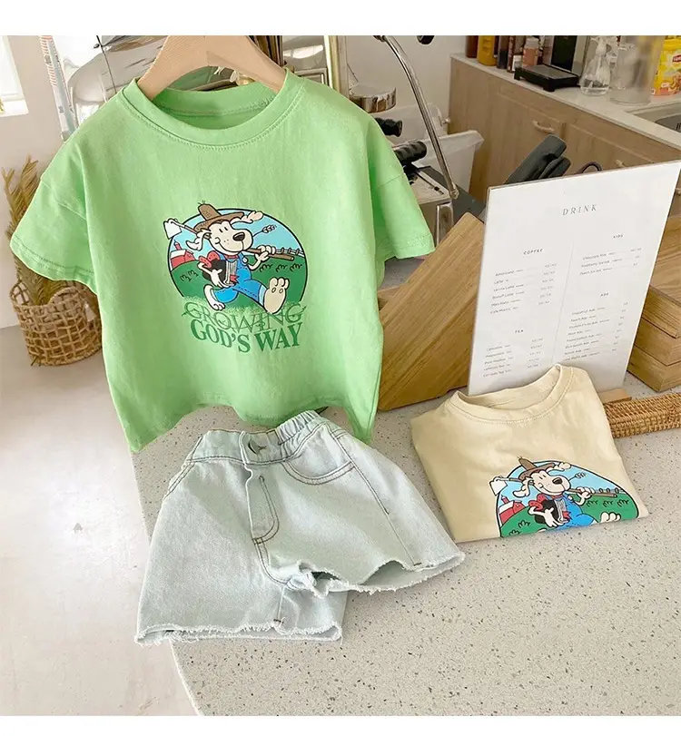 Boys Girls Korean Print Cotton T-Shirts Summer — feature 2