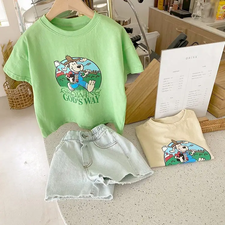 Boys Girls Korean Print Cotton T-Shirts Summer — feature 7