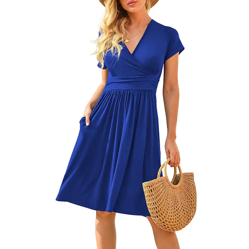 Women's Green Printed Waist Dress Mid Length Short Sleeve — feature 24