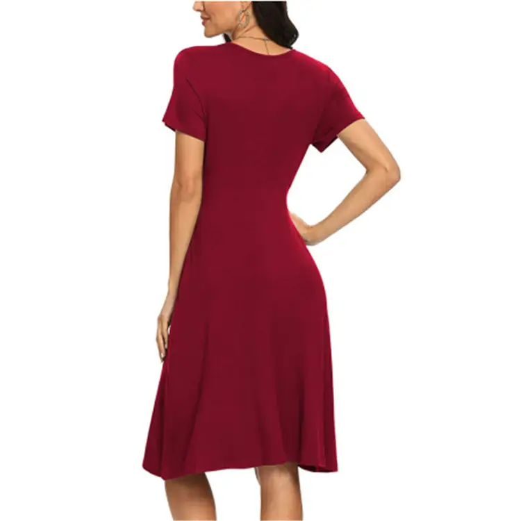 Women's Green Printed Waist Dress Mid Length Short Sleeve — feature 27