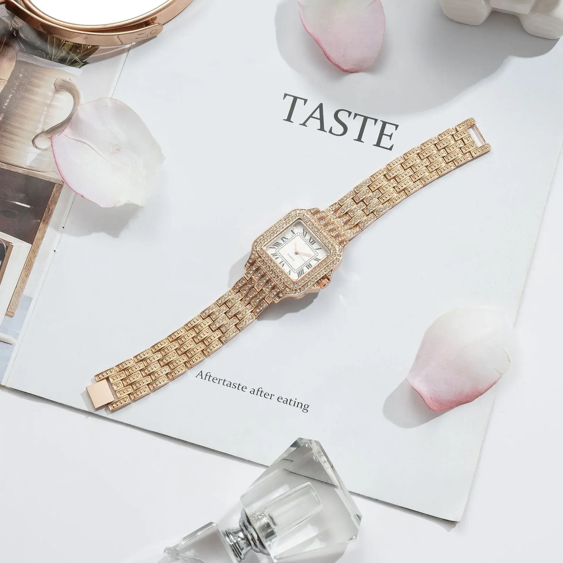 Diamond Women's Square Roman Watch Bracelet Set - Image 7