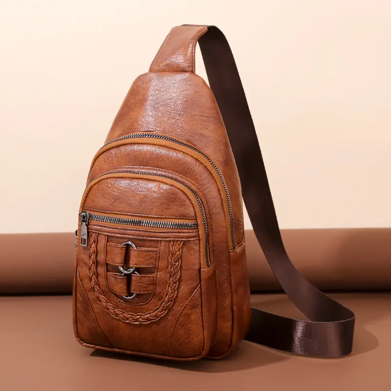 New Women's PU Leather Crossbody Bag Tan - Image 6