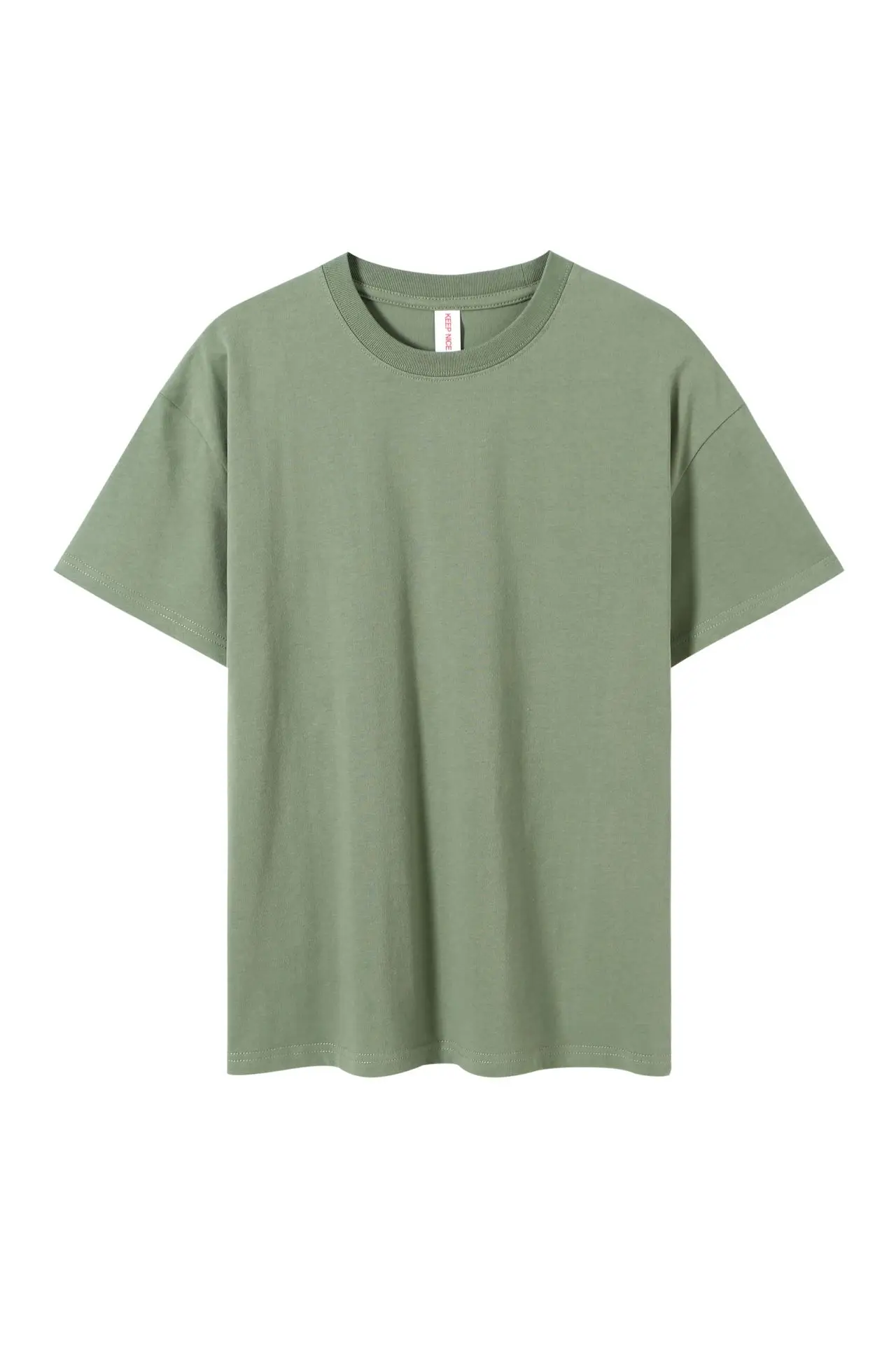 Men Olive Green Loose Fit T-Shirt Short Sleeve - Image 14