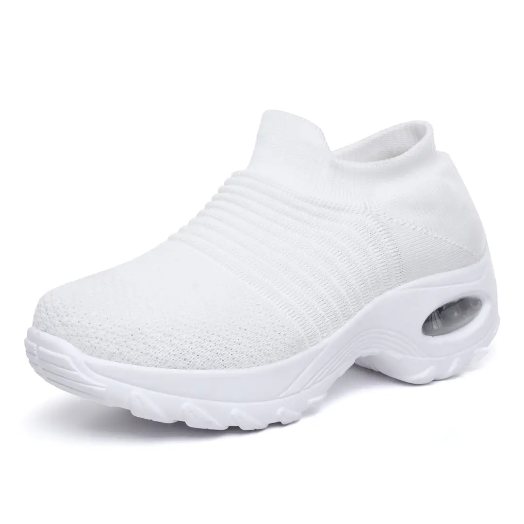 Cross-border plus size Women's Shoes Air Cushion Fly Woven sneaker Flaking Shoes Fashion Rocking Shoes Casual Shoes Socks Shoes Women's 1839 - Image 2