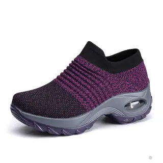 Cross-border plus size Women's Shoes Air Cushion Fly Woven sneaker Flaking Shoes Fashion Rocking Shoes Casual Shoes Socks Shoes Women's 1839 - Image 7