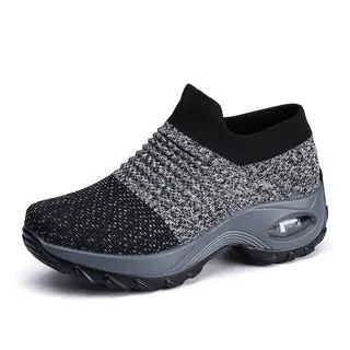 Cross-border plus size Women's Shoes Air Cushion Fly Woven sneaker Flaking Shoes Fashion Rocking Shoes Casual Shoes Socks Shoes Women's 1839 - Image 9